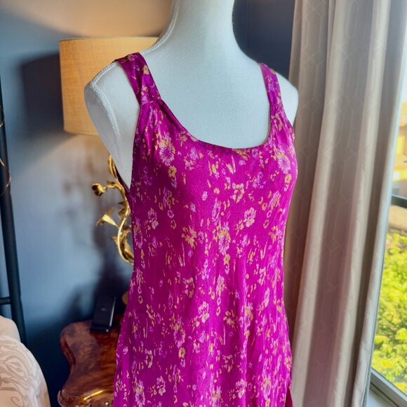 Fuchsia Floral Recycled Sari Sheer Dress - Picture 3 of 14